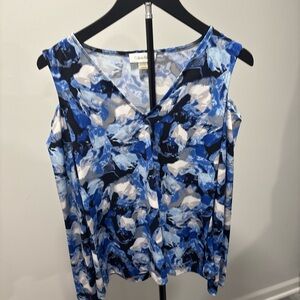 Calvin Klein Blue and White Abstract Blouse